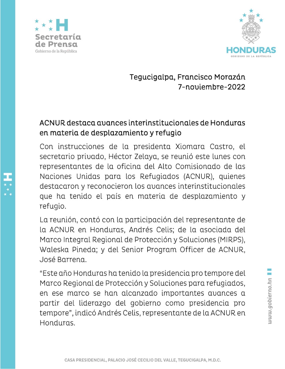 Presidenta Castro manda Comisión de Alto Nivel a Islas de la Bahía a investigar violación de los DDHH humanos.